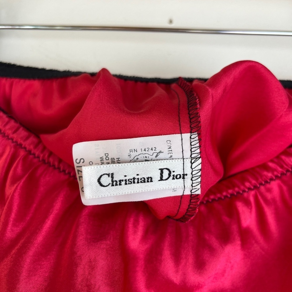 Vintage Christian Dior Lingerie Set Cami Panties Red Satin Lace 70s Coquette - Picture 4 of 16